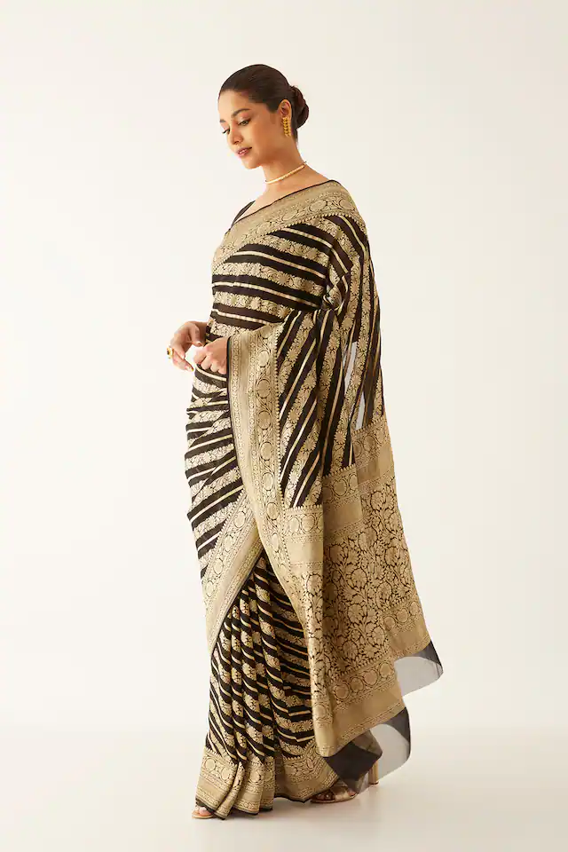 Yellow Banarasi Khaddi Georgette Saree